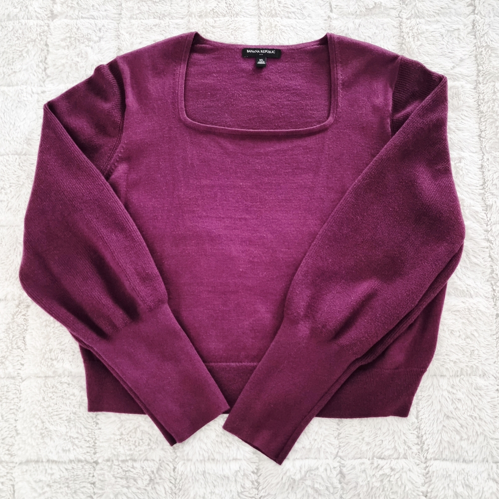 Banana Republic Factory Square Neck Purple Sweater